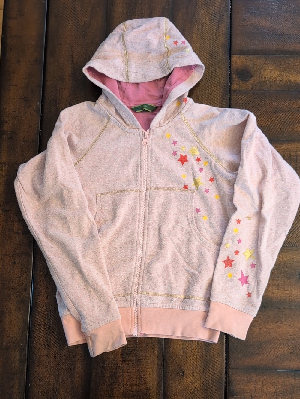 Oilily Girls Light Pink Hooded Zip Sweatshirt with Star Motif Size M